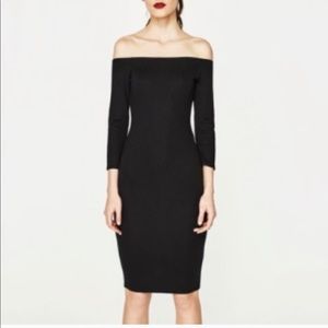 ZARA Off Shoulder Midi Cocktail Dress Medium
